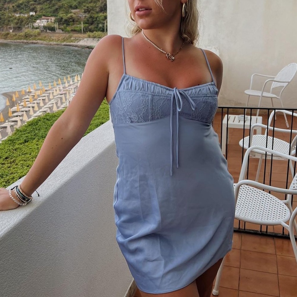 Baby blue silk dress from urban